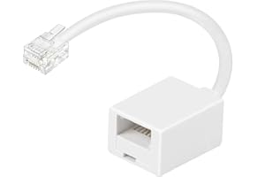 AAA PRODUCTS | RJ11 to BT Adapter Plug - Single UK Telephone Jack to RJ11 Socket with Tail Lead Converter Extender - For Landline, Phone, FAX, Modem, SKY Plusnet talk talk and more - White