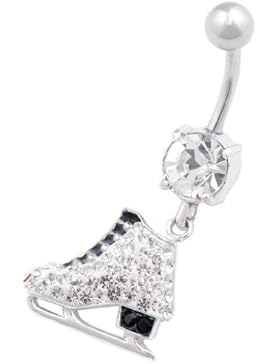 bauchnabelpiercing Schmuck banane Chirurgenstahl mit Swarovski Kristalle Schlittschuh anhänger HADD