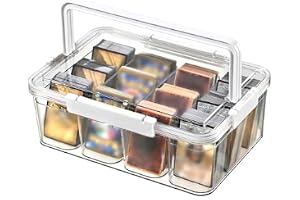 Collectible Trading Card Storage Box, Clear Plastic Organizer with 12 Sorting Dividers, Large Capacity for 1800+ Cards, Portable & Dustproof Protection