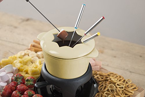 Kitchen Craft Emailliertes Fondue-Set aus Gusseisen mit 6 Gabeln, cremefarben - 4