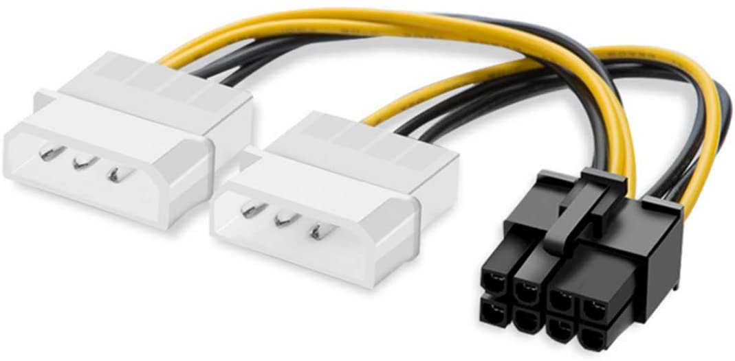 LipiWorld ® 8 Pin PCI Express to Dual 4 Pin Molex LP4 Graphics Card Power Cable, 2 x Molex 4 Pin to 8-Pin PCI Express Video Card Pci-e ATX PSU Power Converter Cable (Dual 4Pin to 8Pin Pack, Blue)