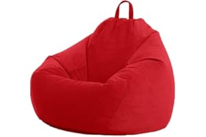 Highdi Velluto Pouf Poltrona Sacco, Bambini & Adulti Bean Bag Fodera per Sacco di Fagioli per Decorazione della Soggiorno Camera Giardino Salotto Balcone, Senza Ripieno (Rosso,100x120cm)