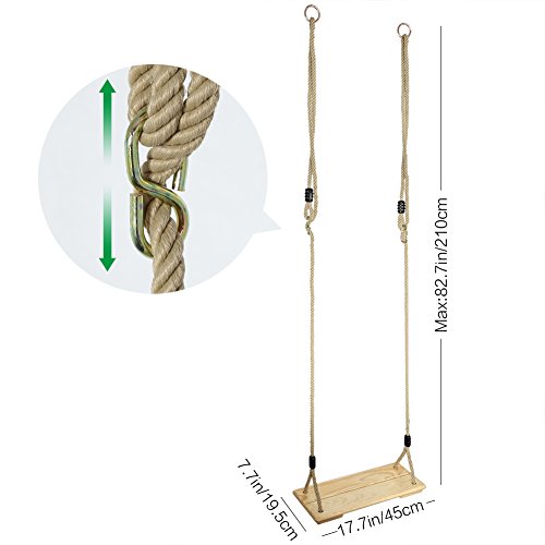 Pellor Wooden Swing Seat Indoor and Outdoor Hanging Seat Max Load 150KG (Rope Max: 210cm, burlywood) reviews Pellor Wooden Swing Seat Indoor and Outdoor Hanging Seat Max Load 150KG (Rope Max: 210cm, burlywood)