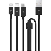 ttec Trio Type-C-Lightning-Micro USB 120cm Şarj Kablosu, Siyah