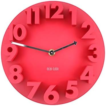 DKEyinx Arabic Numerals Silent 3D Wall Clock for Living Room, Modern Art Round Wall Home Decor, 35cm x 6cm - Red