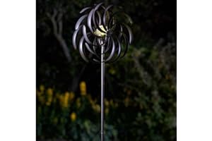 Garden Mile® Decorative Solar Powered Light Up Garden Wind Spinners With Colour Changing LED Lights Copper Effect Metal Garden Sculptures Versatile Garden Ornaments