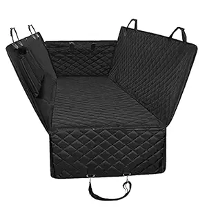 Honest Luxury Quilted Dog Car Seat Covers with Side Flap Pet Backseat Cover for Cars, Trucks, and Suv's - Waterproof & Nonslip Diamond Pattern Dog Seat Cover Black Large (57''Wx60''L)