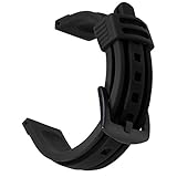 OLLREAR Unisex Silikon Uhrenarmbänder Gebürstete Edelstahl Schnalle 20mm Schwarz