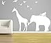 Customwallsdesign Elephant Giraffe Wall Decal,Vinyl Elephant Vinyl Giraffe Zoo Line Safari Jungle Silhouette Nursery