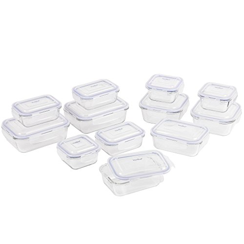 VonShef 12-teiliges Glasbehälter-Set zur Nahrungsmittelaufbewahrung mit Deckeln - 4