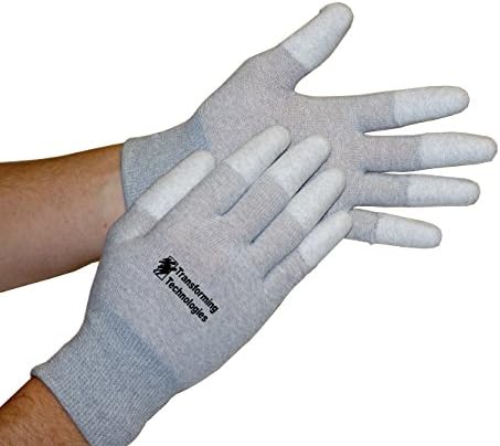 Transforming Technologies GL4502T Coated Finger Tip ESD Glove, Small , 12-Pack by Transforming Technologies