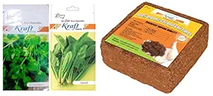 Kraft Seeds Agropeat/Cocopeat (1 KG) & 2 in 1 Spinach and Coriander Imported Seed Packet Combo