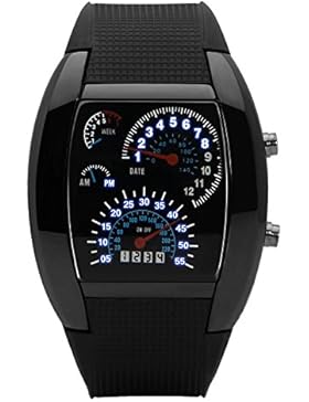 Hiwatch Digital LED Uhren mit Cool Auto-Meter Zifferblatt Unisex Blaue Blitz-Punktmatrix LED Rennuhr mit Geschenkbox...