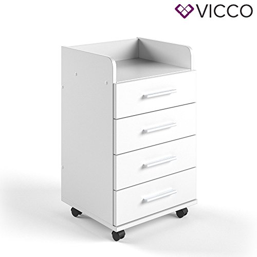 ᐅ VICCO Rollcontainer weiß Aktenschrank Büroschrank Rollwagen