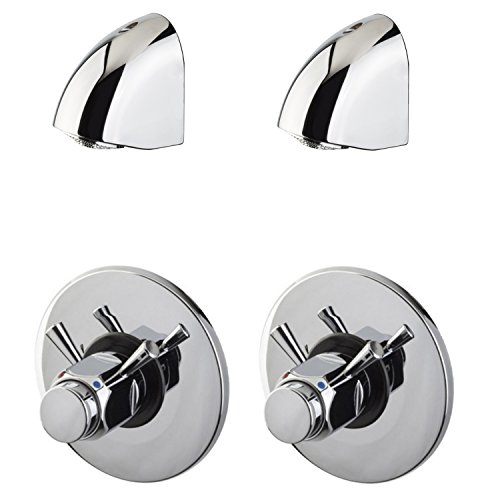 Sanixa MC9085_6_2 Einbau Duschsystem zeitgesteuert | 2 Duschplätze | Selbstschluss Dusch-Armatur | Temperaturregler | selbstschliessend/automatisch