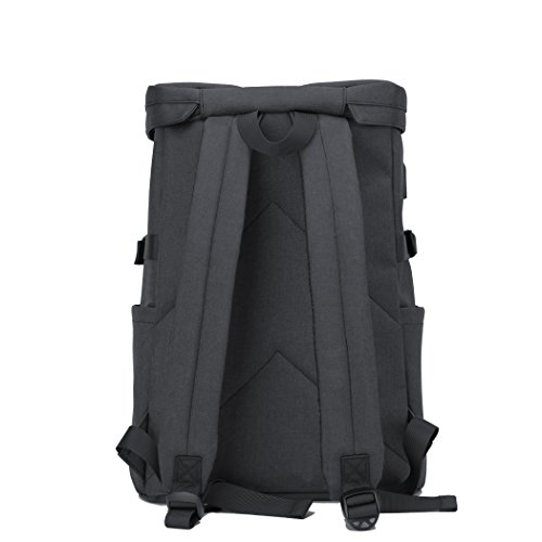 YAOHU Laptop Rucksack 15 6 Zoll mit USB Ladeport Anti Diebstahl  Vintage Wasserdicht Uni Schulrucksack f  r Teenager Studenten Casual Daypack Rucksack