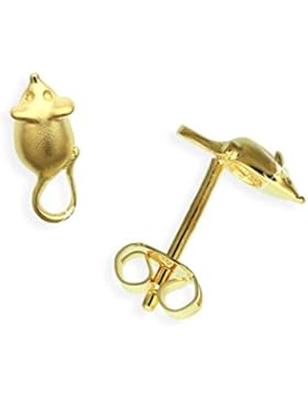 Ohrstecker echt 14 Karat Gold 585 Maus Mäuschen (Art.811045)