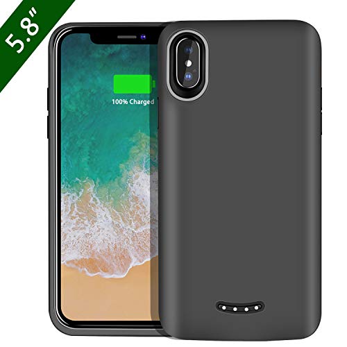 Coque Batterie Compatible avec iPhone X  BeeFix 6000mAh Power Bank Rechargeable   tui de Chargeur Prolong  e Housse de Batterie Portable Compatible avec iPhone X  5 8    Noir
