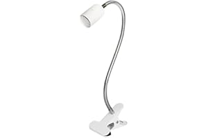Akynite Clip on Light Bulb Holder E27 with Plug and Switch, Flexible Clamp Light with 1.25m Cable, E26 Lamp Holder Clamp Screw Fitting, Desk Lamp E27 Clip on Bed Lamp (White, No Bulb)