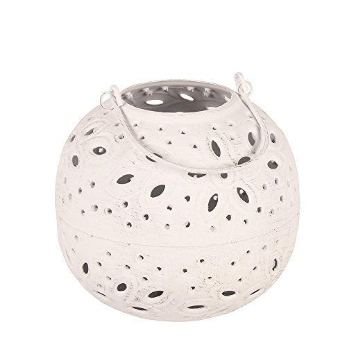 Windlicht weiss Laterne Shabby Gartenlaterne rund Teelicht Kugel PILVI 2 Grössen (L = ø 14,5cm/H 15,5cm) - 2