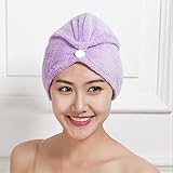 HENGSONG Microfiber Hair Drying Towel Hair Turban Quickly Dry Hair Hat Wrapped Towel Bathing Cap (Purple)