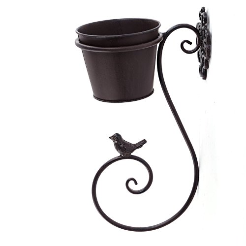Preisvergleich Produktbild SHABBY WANDHALTER MIT TOPF "MONA" / Metall, 41 cm, rostfarben / Blumentopf, Wanddekoration