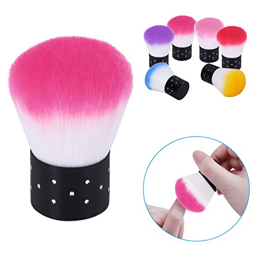 Elite99 Convenient Colourful Nail Remover Brush for Acrylic & UV Gel Polish Nail Art Decor Dust Powder Cleaner or Cosmetic Face Brush Make-up Manicure Foundation Rose Red