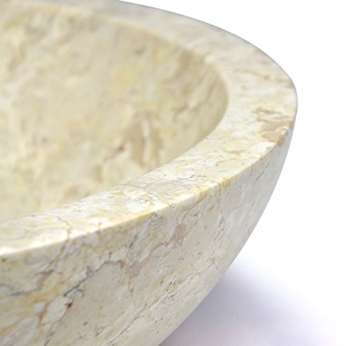DIVERO Naturstein Aufsatz-Waschbecken Modena Handwaschbecken Waschschale Marmor Stein poliert rund beige creme - 2