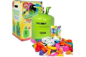 QEM Grande Bouteille hélium XL50 pour gonfler gonfler 50 Ballons de baudruche de 23cm (Non inclus)