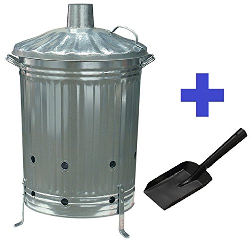 Preisvergleich Produktbild Garten Verbrennungstonne verzinkt 90 LT + Gratis Ash Schaufel (Burning Wood Blätter Papier etc..)