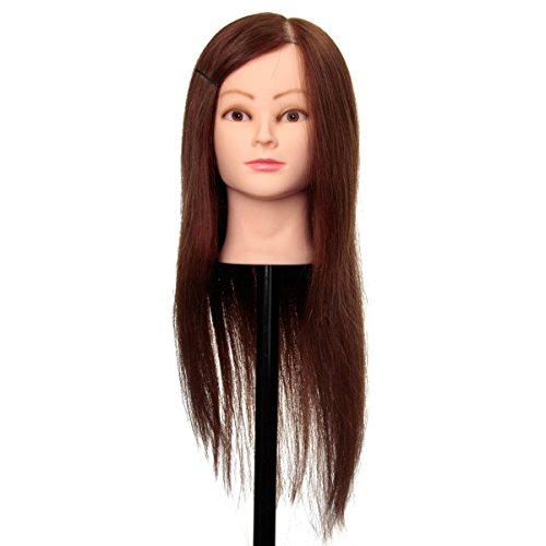 LuckyFine 100% Long Real Human Hair Salon Hairdressing Training Head Practice Model With Clamp