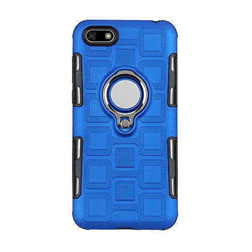 Sunrive Case For Huawei Y5 2018 / Honor 7s, matte Soft Premium TPU Silicone Back Rubber Bumper Protector Cover Case Ring Kickstand, 360 Degree Rotating Metal Finger Ring Holder(10 blue)