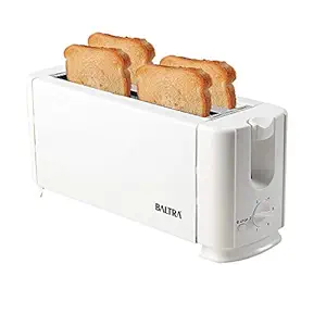 Baltra Crispy+ 4 Slice Auto Pop-Up Toaster (White)1300 Watt