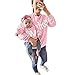 Produktbild Mom & Kind Pullover, DoraMe Baby Jungen Mädchen Lange ärmel Sweatershirt Familie Kleidung LOVE Drucken Bluse Lässig O-Ausschnitt T-shirt (Kinder - Rosa, 1 Jahr)
