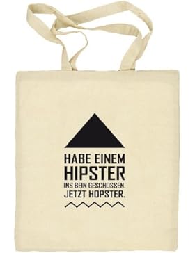 Shirtstreet24, Hipster Hopster, Natur Stoffbeutel Jute Tasche (ONE SIZE)