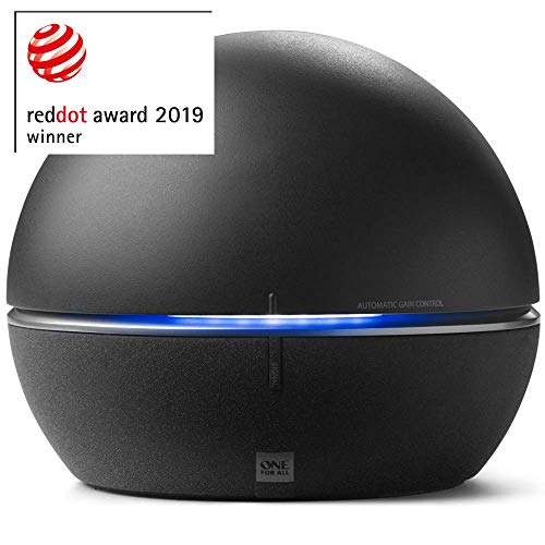 One For All SV9494, Antena de TV para Interior Amplificada, Recibe TDT en un Rango de 25km, Antena HDTV Digital con diseño Innovador, Incluye Cable Coaxial de Alto Rendimiento, UHF, Negra