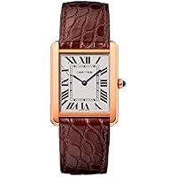 CARTIER WOMEN'S TANK SOLO BROWN LEATHER BAND QUARTZ ANALOG WATCH W5200025