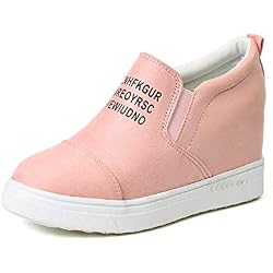 Zapatillas Deportivas De Mujer Cuña Ante Piel Altas Plataforma 7 CM Tacon Sneakers Planos Zapatos Mocasines Comodas Rosa 37