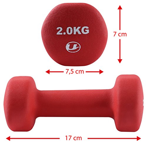 Ultrasport Neopren Gymnastik Hanteln mit Soft-Touch-Griff & Anti-Roll Funktion - 2