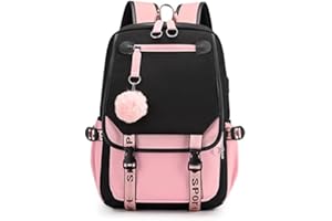 DEYAAH Teenage Girls' Backpack Middle Students Backpack, Large Capacity Bookbag with USB Charge Port, Secondary School Students Bookbag, Anti Theft Outdoor Daypack