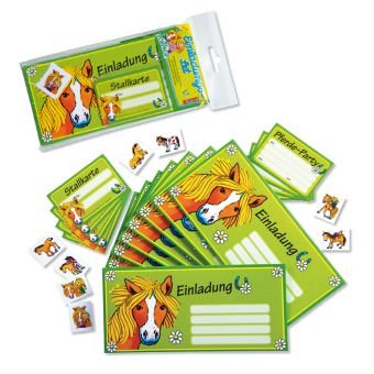 Lutz Mauder 23003 - Falzkarte Kindergeburtstags-Einladungs-Set "Pferd Mein Ponyhof" (8 Stück)