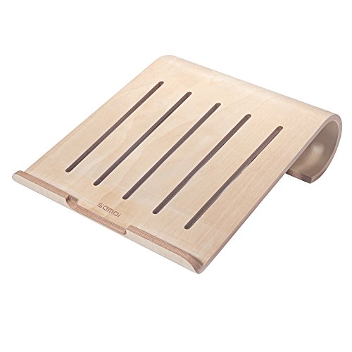 SAMDI Hölzerne Kühlung Ständer | Universal Elegante Halter Halterung Dock aus Holz für MacBook Air/Pro Retina iPad Pro Tablet Laptop PC Notebook(Beige)