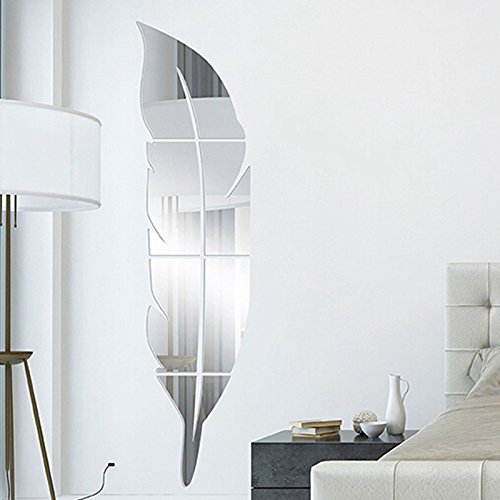 Hrph New Design DIY Moderne Feder Dressing Acryl Spiegel Aufkleber stereoskopische 3D Eingang Raum-Dekor - 3