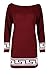 Produktbild Damen Kleid Top grob gestrickt griechischer Aufdruck schulterfrei Bardot Baggy Übergröße langer Pullover - Wein/weiß, M/L (EU 40/42)