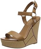  Tommy Hilfiger Damen Elevated Leather Wedge Sandal Plateausandalen, Braun (Summer Cognac 929), 42 EU