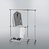 BIS 30 KG: Rollgarderobe aus Metall/Kunststoff, sehr stabil und kann bis zu 30 kg belastet werden, dank der Rollen können Sie Ihn flexibel im Raum umstellen