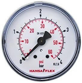 Hansa FlexDiameter 50 mm Pressure Gauge 0-4 Bar Thread 1/4 Inch Rear Pressure Gauge