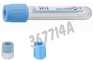 ENERJARY BD Medical 367714 Vacutainer in vetro PET tubo per test 9NC citrato di sodio/CTAD di coagulazione, tappo blu chiaro, etichetta carta, 13 mm Ø, 75 mm di lunghezza, 4,5 ml, confezione da 100