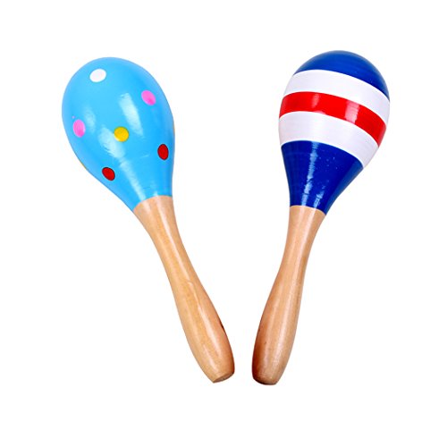 Holz Maracas Rasseln JUYUAN-EU Shaker Percussion Kid Baby musikalische Spielzeug Bevorzugung - 2