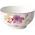 Villeroy & Boch Mariefleur Basic, Round Premium Porcelain Bowl with Playful Flower Decoration, Dishwasher Safe, 750 ml, White, 15 cm